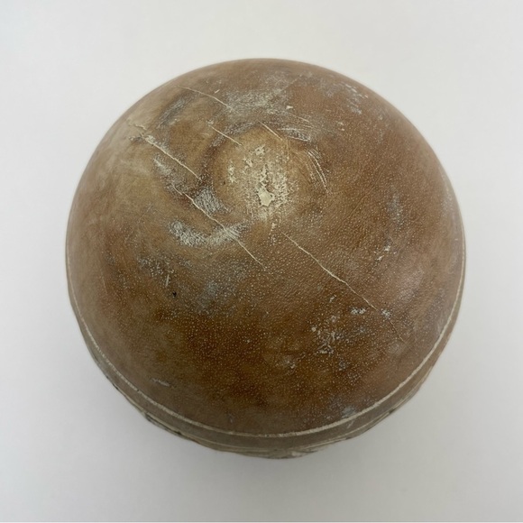 Carved Wooden Sphere Ball on Stand - Picture 4 of 9